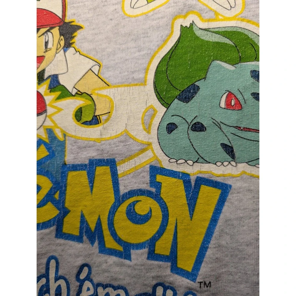 Vintage 1999 Pokemon KIDS Size Small T-Shirt Gray‎ Gotta Catch Em All